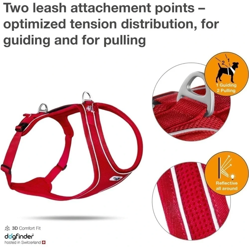 Curli‎ Belka Comfort Dog Harness Adjustable Step-in Choke-Free Reflective Red M